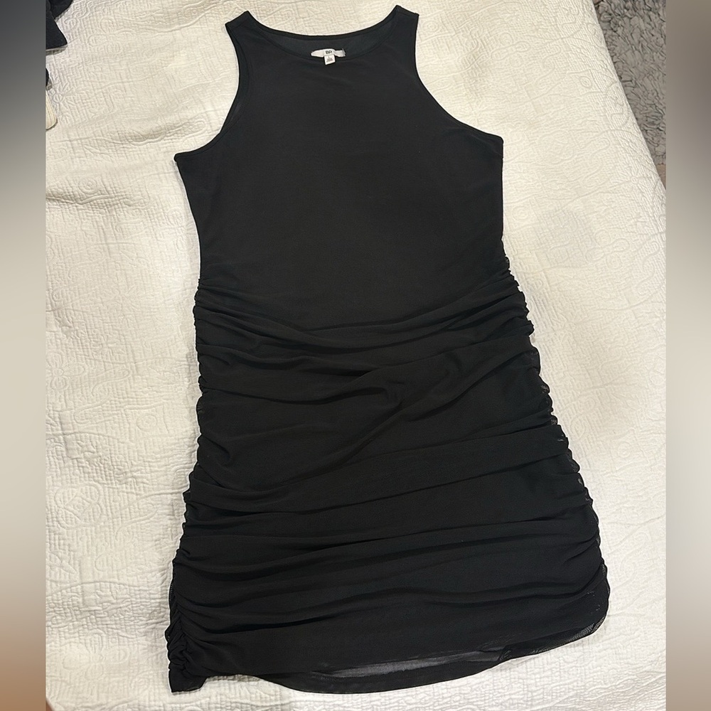 BP (Nordstrom) black mesh ruched sleeveless dress